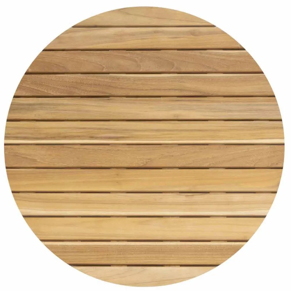 4 Seasons Outdoor Verdi loungetafel latte met rond teak blad Ø 73 cm SALE Loungetafel   beige weerbestendig
