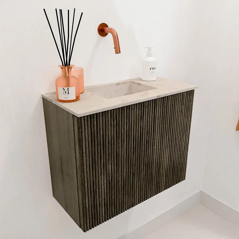 Mondiaz Joya DLux 50cm toiletmeubel shadow met wastafel faye midden zonder kraangat frappe