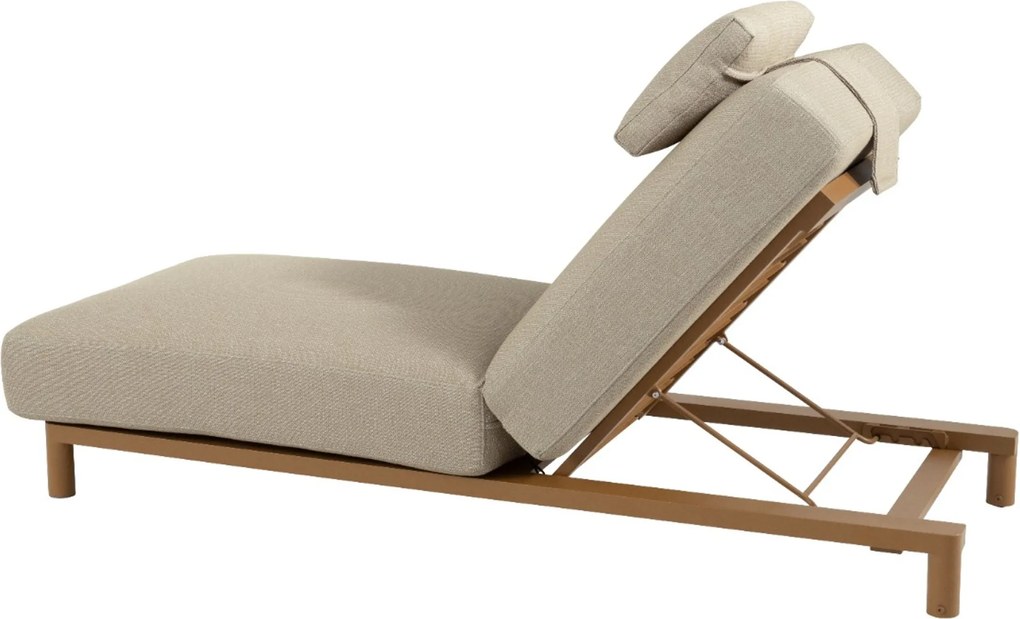 4 Seasons Outdoor Madeira Sunbed With Cushion And Head Support Amber Grijs