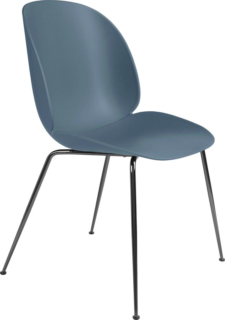 Gubi Beetle stoel met zwart chroom onderstel blue grey