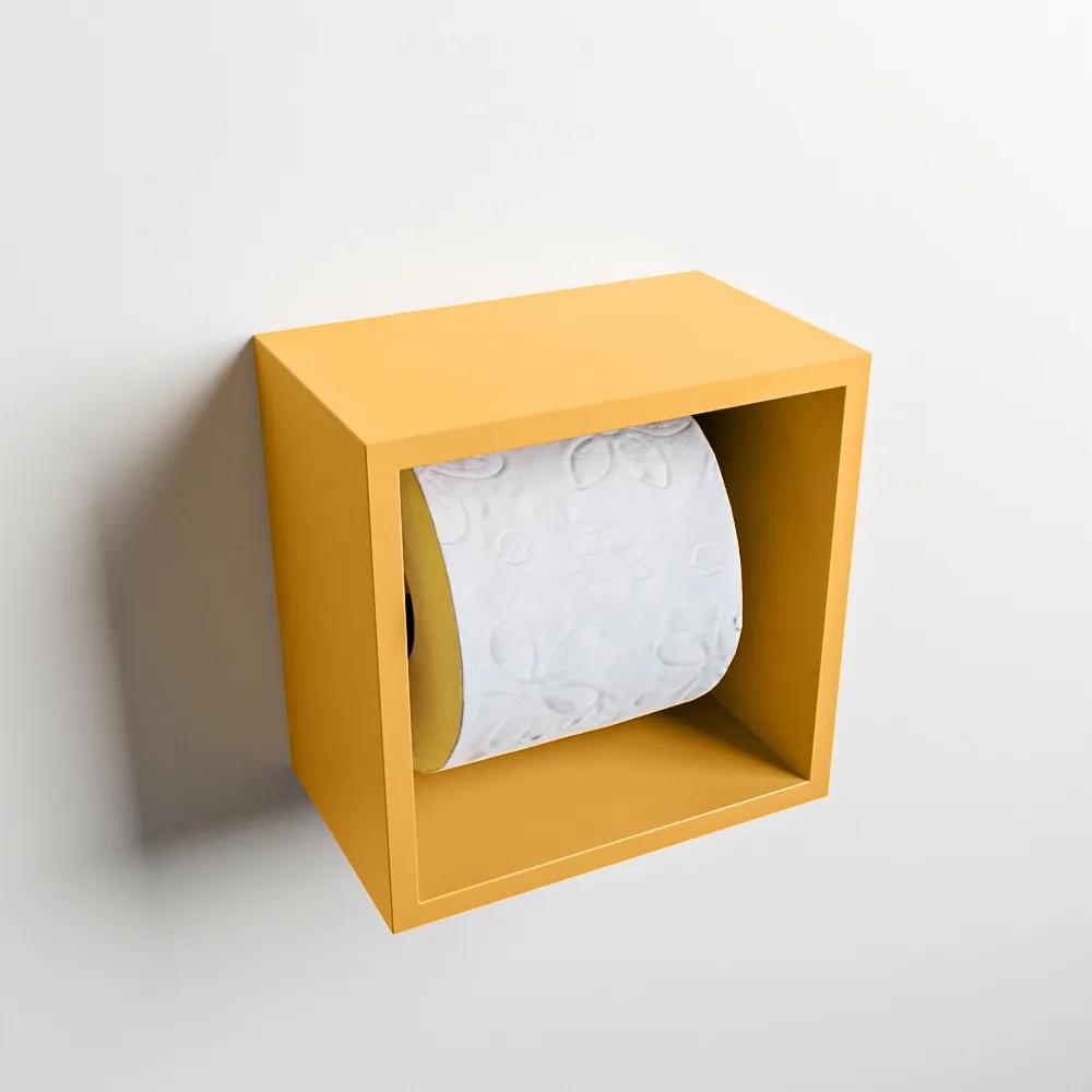 Mondiaz Easy Cube toilet rolhouder 16x16cm ocher