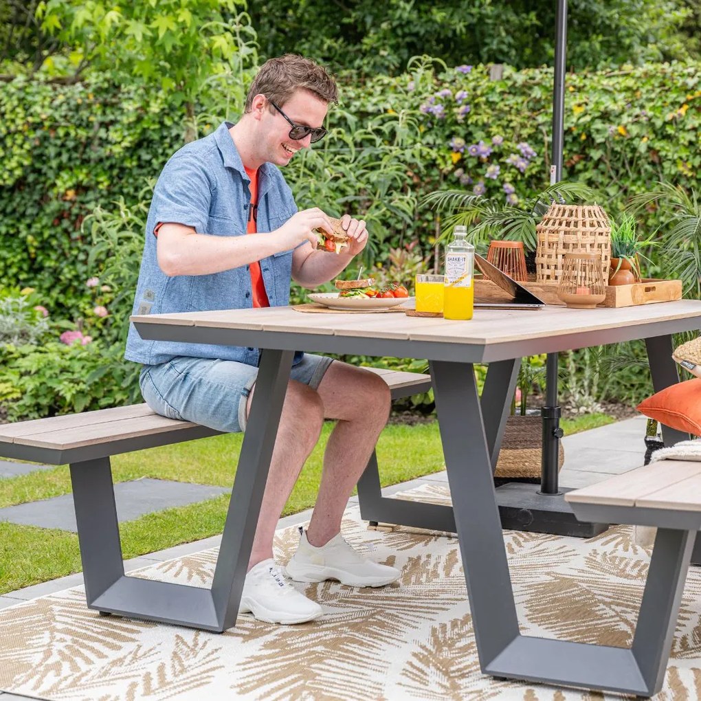 Garden Impressions Sarria picknick set 200 x 90 - donker grijs