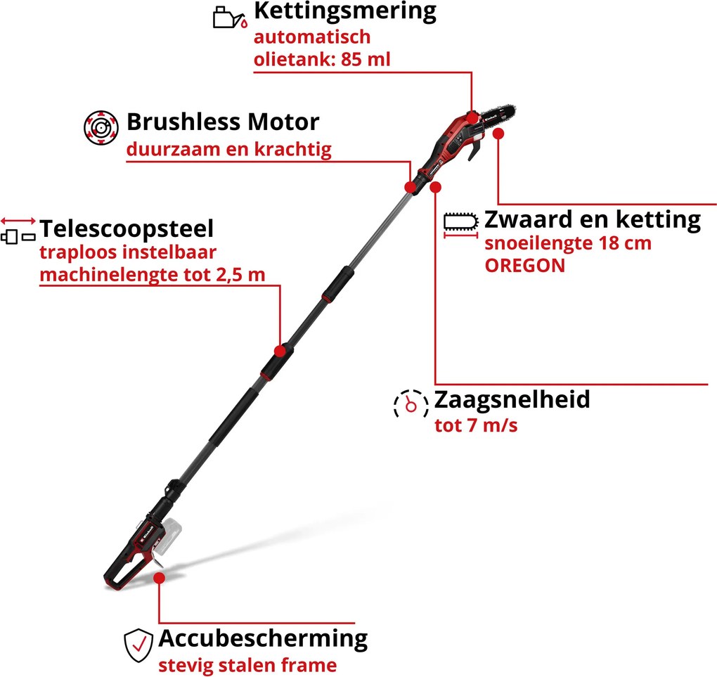 Einhell GP-LC 18/20 Li T BL Solo - Accu Telescopische Kettingzaag - Power X-Change