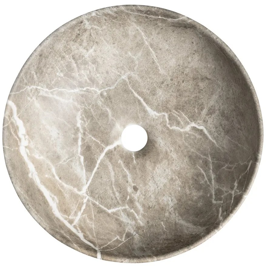 Sapho Rondane keramische waskom 41x41cm bruin marmer