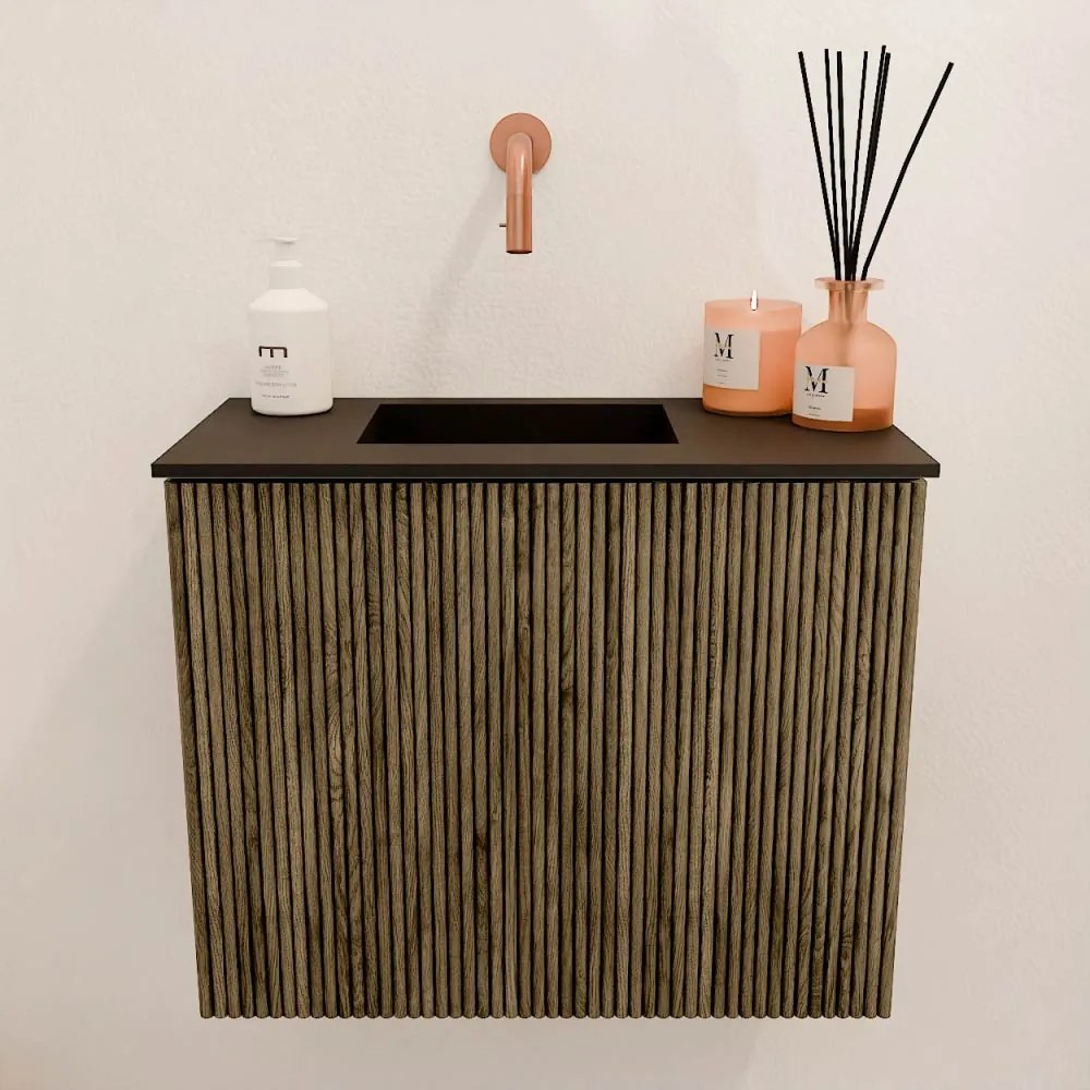 Mondiaz Joya 50cm toiletmeubel dusk met wastafel faye links zonder kraangat urban