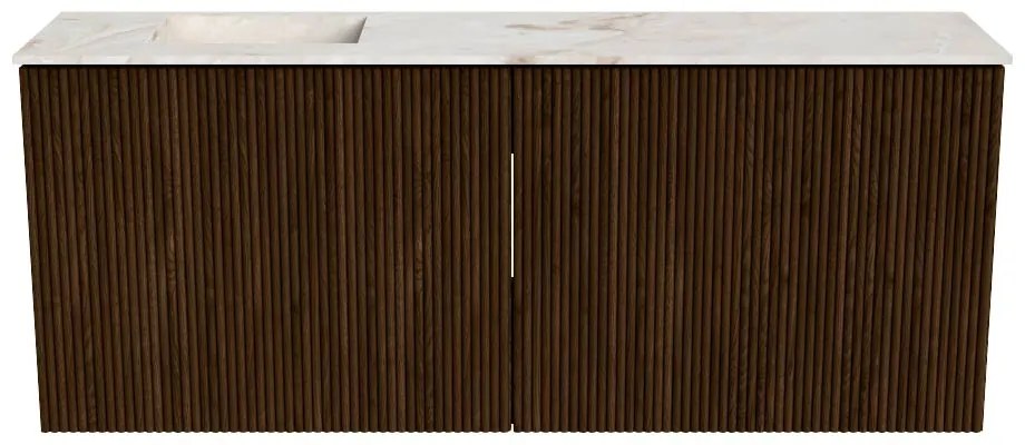 Mondiaz Joya DLux 100cm toiletmeubel walnut met wastafel faye links 1 kraangat frappe