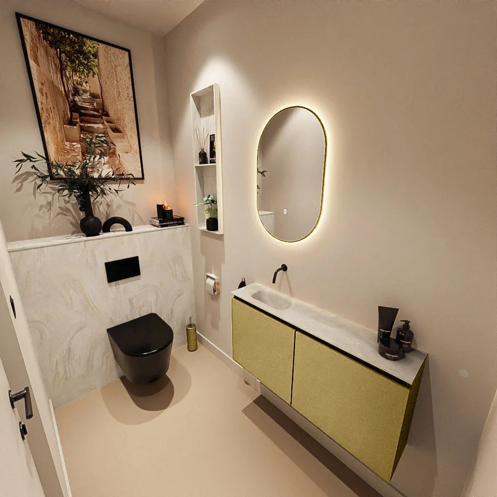 Mondiaz Ture DLux toiletmeubel 100cm oro met wastafel ostra links zonder kraangat