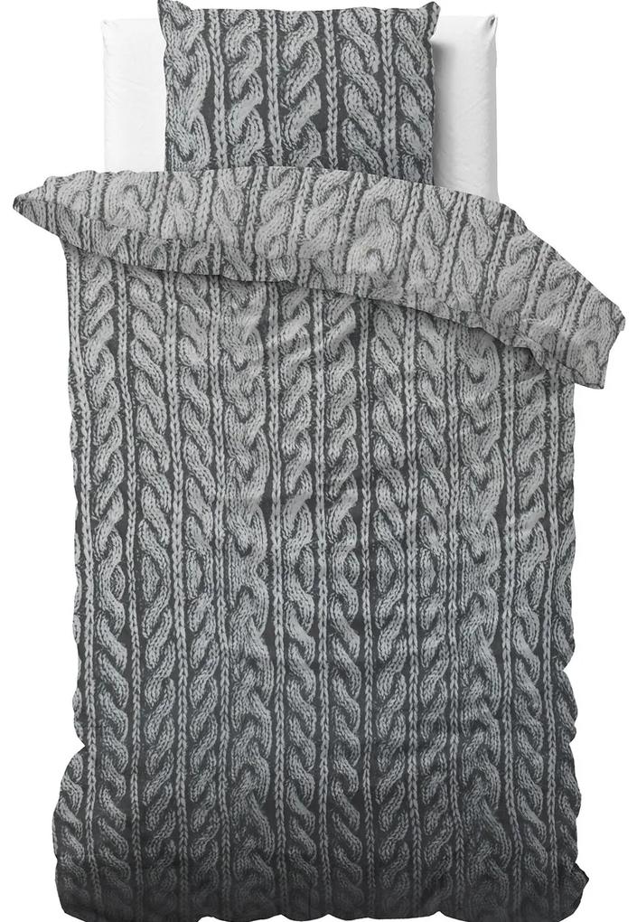 Sleeptime Elegance Fully Knitted - Antraciet 1-persoons (140 x 200/220 cm + 1 kussensloop) Dekbedovertrek
