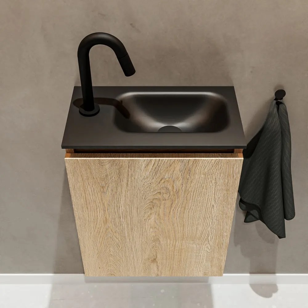 Mondiaz Ture 40cm toiletmeubel washed oak met wastafel urban rechts 1 kraangat