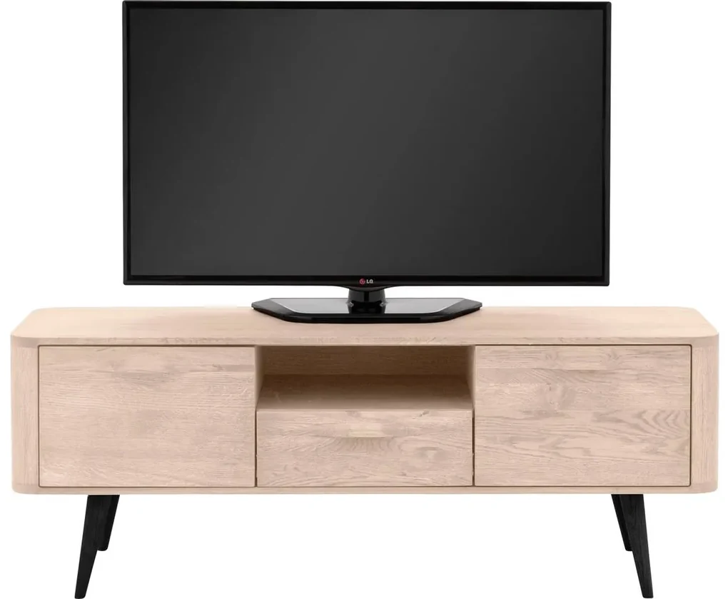 Goossens Tv Meubel Bjarte, 2 deuren 1 lade 1 open vak 135 cm breed