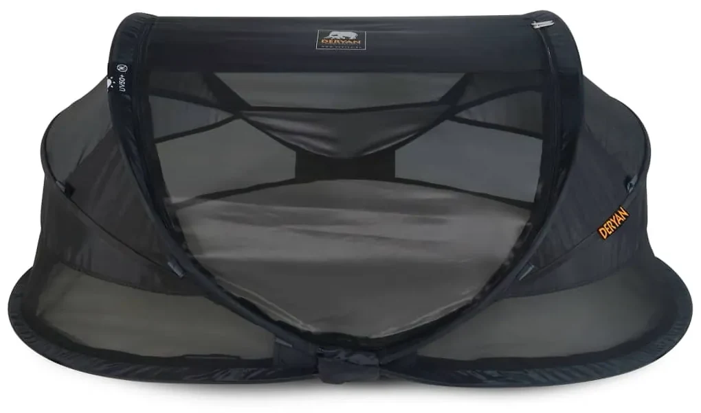 DERYAN Reisbedje pop-up Baby Luxe met klamboe zwart