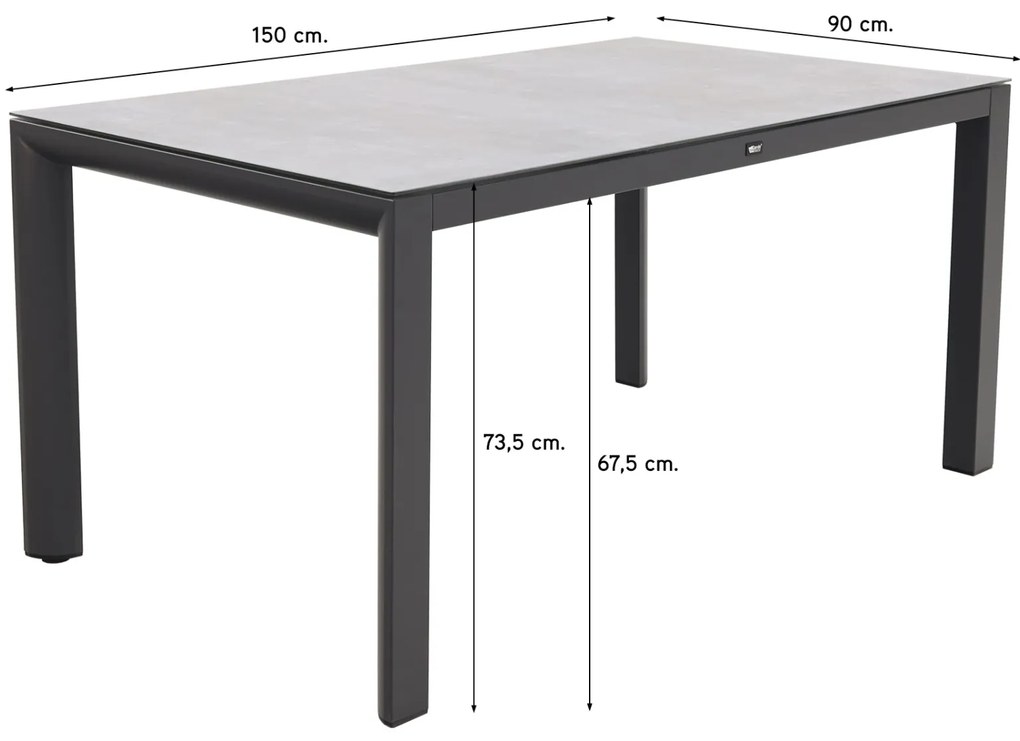 Baltimor dining tuintafel 150x90 cm.