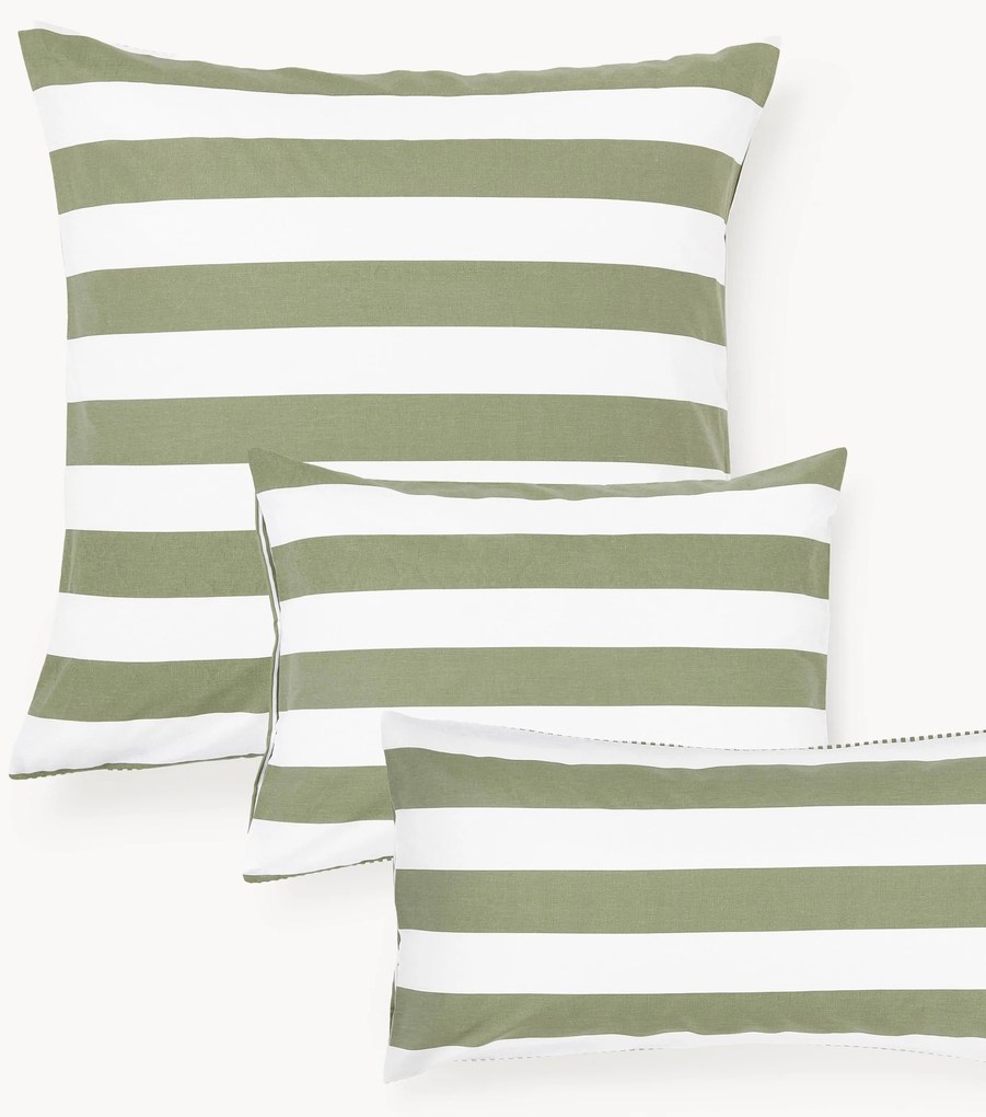 Gestreepte katoenen omkeerbare kussenhoes Lorena