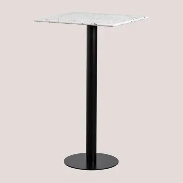 Vierkante Hoge Bartafel 60x60 Cm In Dolce Terrazzo Ivoorkleurig Terrazzo - Zwart - Sklum