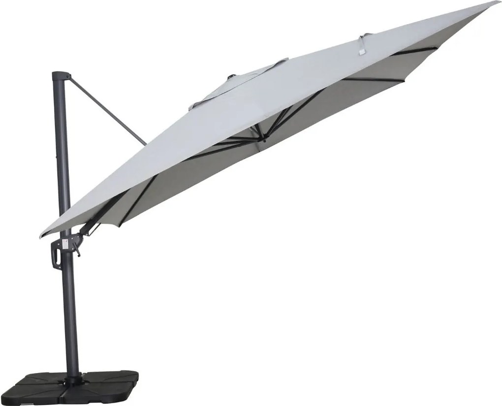 Garden Impressions Hawaii Big Pole zweefparasol 350x350 cm - donker grijs frame - licht grijs doek