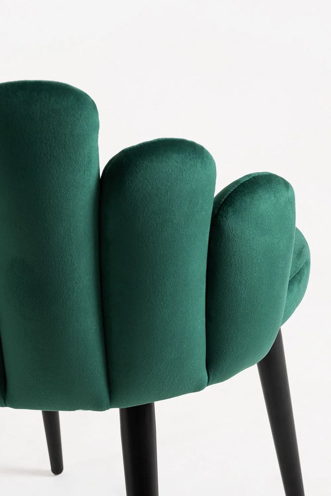 Set 4 Hand Fluwelen Stoelen Zwarte Poten