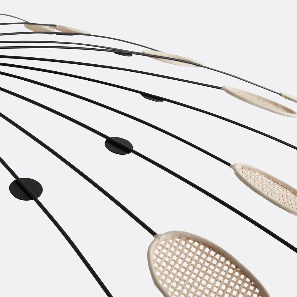 Hanglamp in metaal en rotanØ138 cm, Léonie