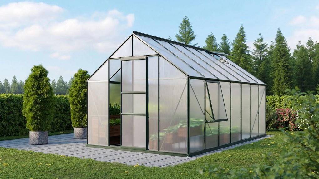 Vitavia Meridian 1 serre - 11,5m² - met 6 mm polycarbonaat - Donkergroen