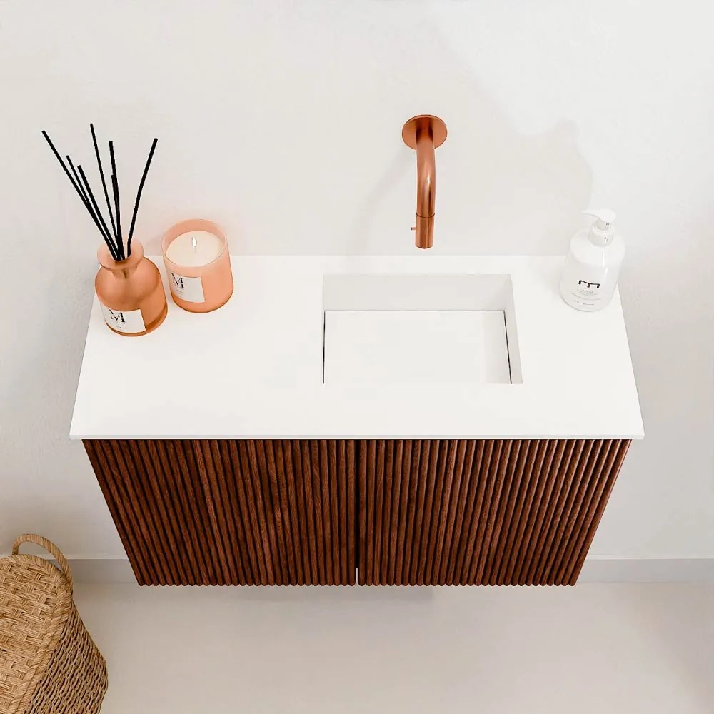 Mondiaz Joya 60cm toiletmeubel ruby met wastafel faye rechts zonder kraangat talc