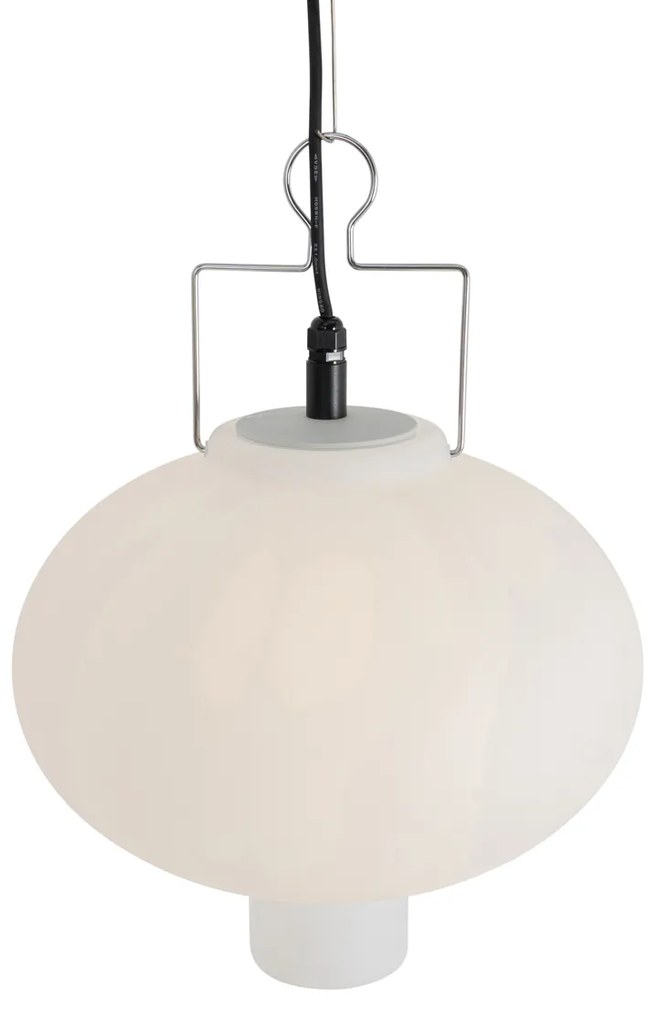 Buiten hanglamp wit 35 cm met stekker IP44 - Pion Modern E27 IP44 Buitenverlichting rond