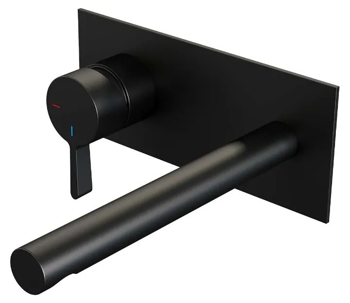 Brauer Black Edition ColdStart wastafelkraan inbouw rechte uitloop met achterplaat model E2 zwart mat