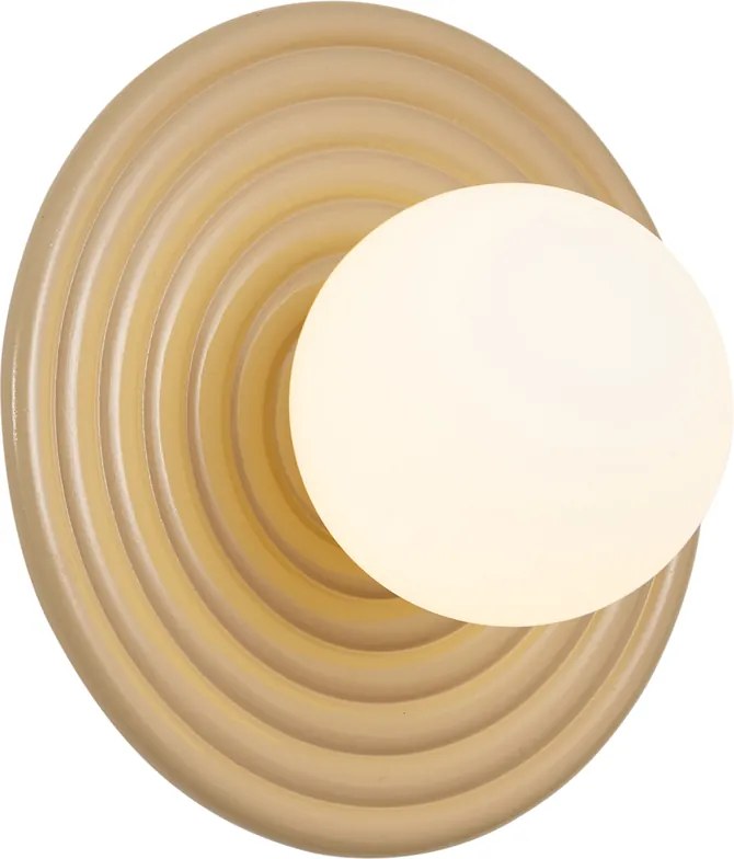 Retro wandlamp taupe met opaal rond 20cm IP44 - Lila