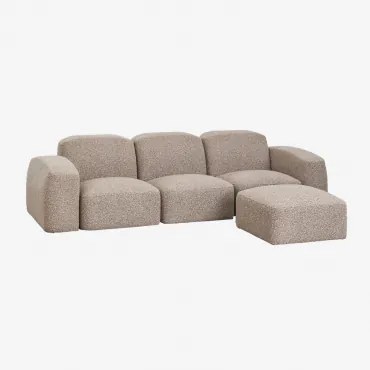 Bastian 3-delige Modulaire Bank En Poef Bouclé Mokkabruin - Sklum