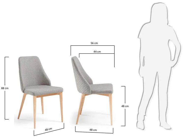 Kave Home Rosie Design Eetkamerstoel Lichtgrijs