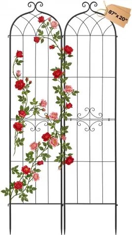 VEVOR Klimrek, 220x52,5 cm, 2-pack, Metalen klimrek met poedercoating en vergrendelingsmechanisme, klimsteun, tuinrek, plantensteun voor bloemen, groenten en rozen