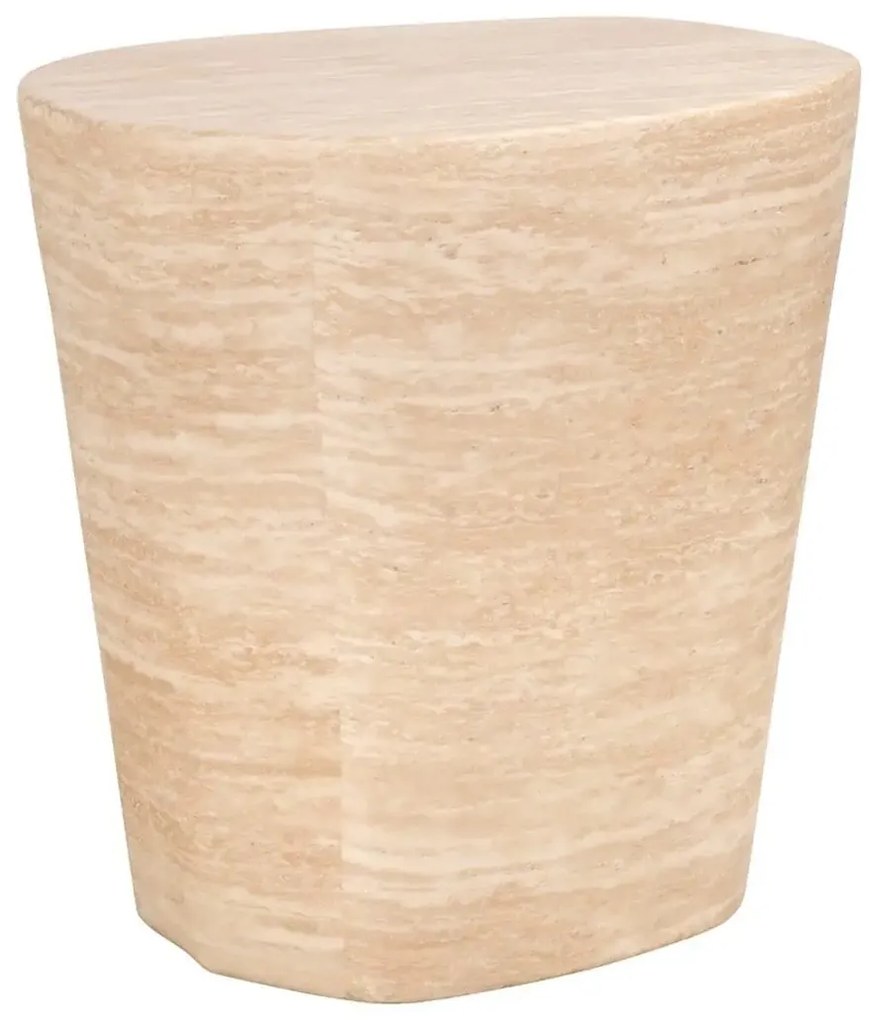 Richmond Interiors Fictus Beige Bijzettafel Travertin - 49 X 43cm.