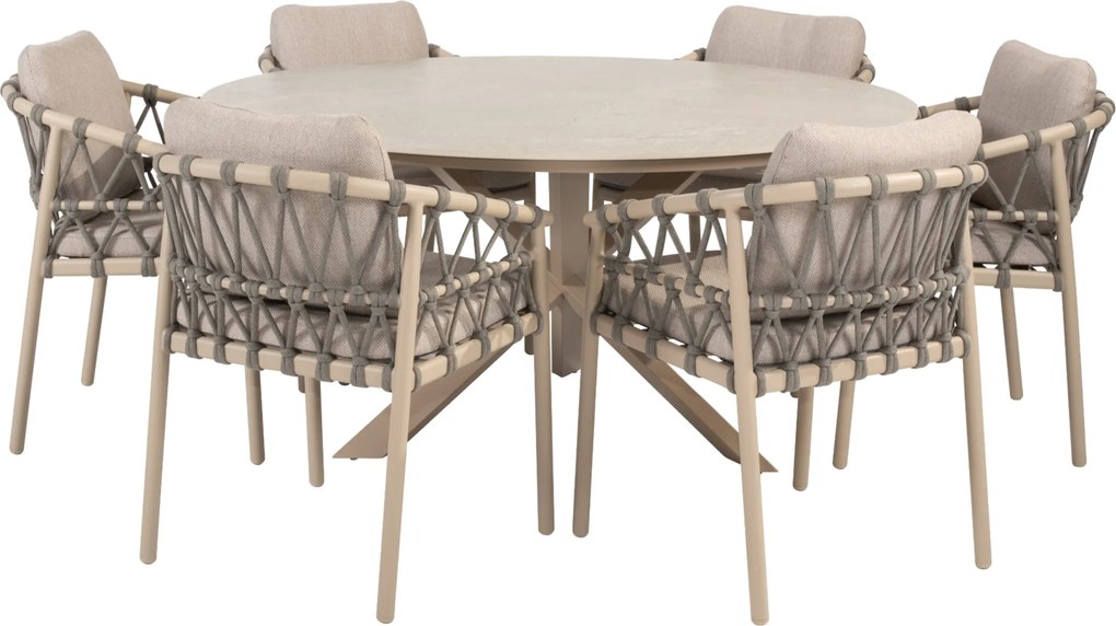Prado Piacenza dining tuinset 160xH75 cm 7 delig keramiek latte Taste 4SO