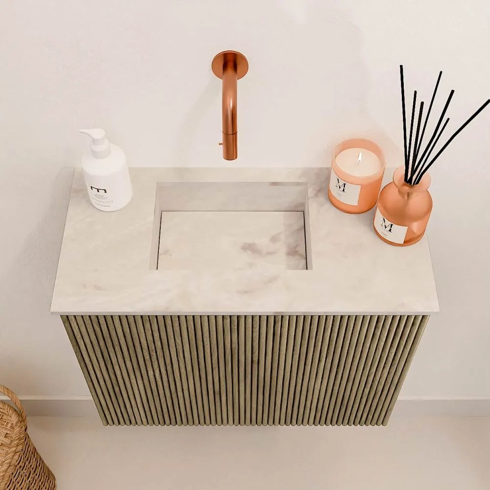 Mondiaz Joya DLux 50cm toiletmeubel dusk met wastafel faye links zonder kraangat frappe