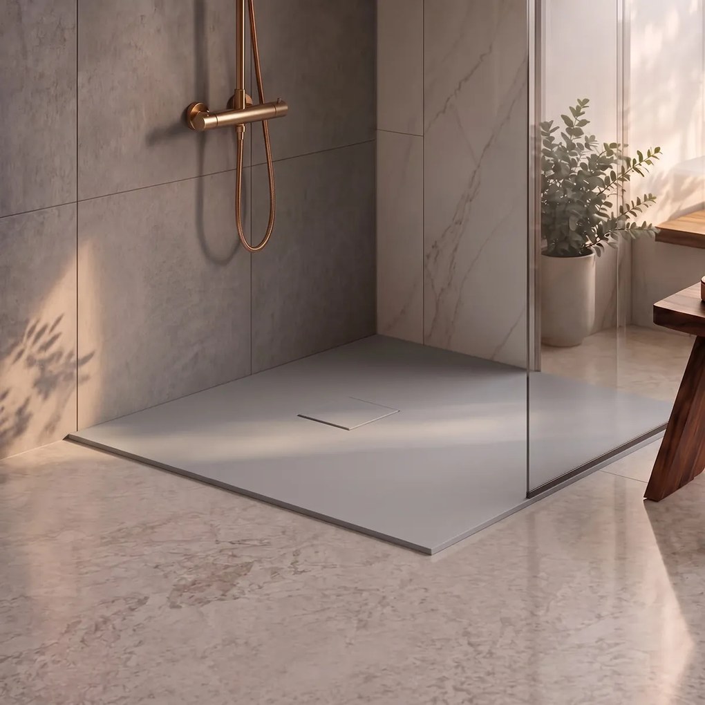 Saniclear Naxos SMC douchebak stone-look 90x90cm grijs mat