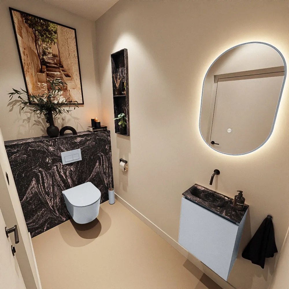 Mondiaz Ture DLux toiletmeubel 40cm clay met wastafel lava links zonder kraangat