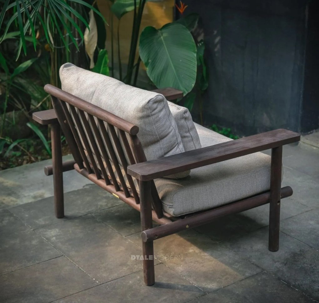 The Outsider Stoel-Bank Loungeset - Laruna - Acaciahout - Vintage Bruin /  Wit - The Outsider