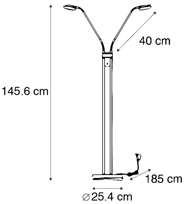 Moderne vloerlamp met dimmer brons met leeslamp met dimmer incl. LED - Eva Modern Binnenverlichting Lamp