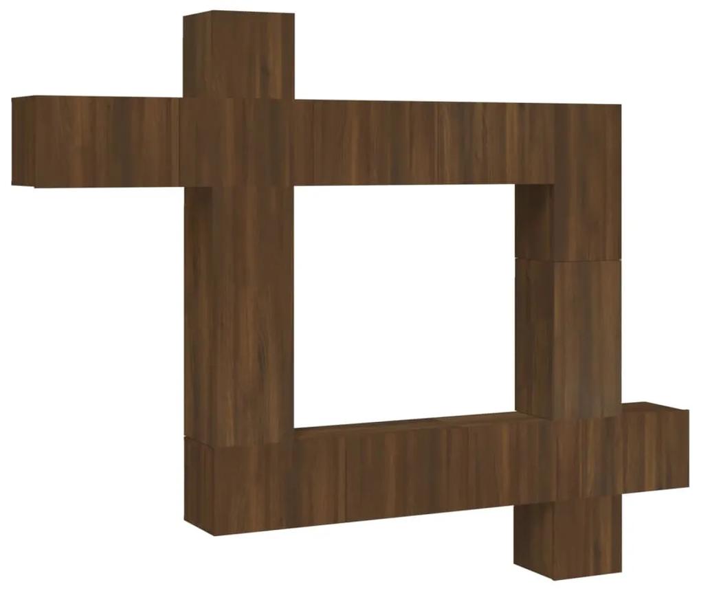 vidaXL 9-delige Tv-meubelset bewerkt hout bruineikenkleurig