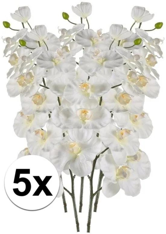 5x Witte kunst Orchidee tak 100 cm Kunstbloemen