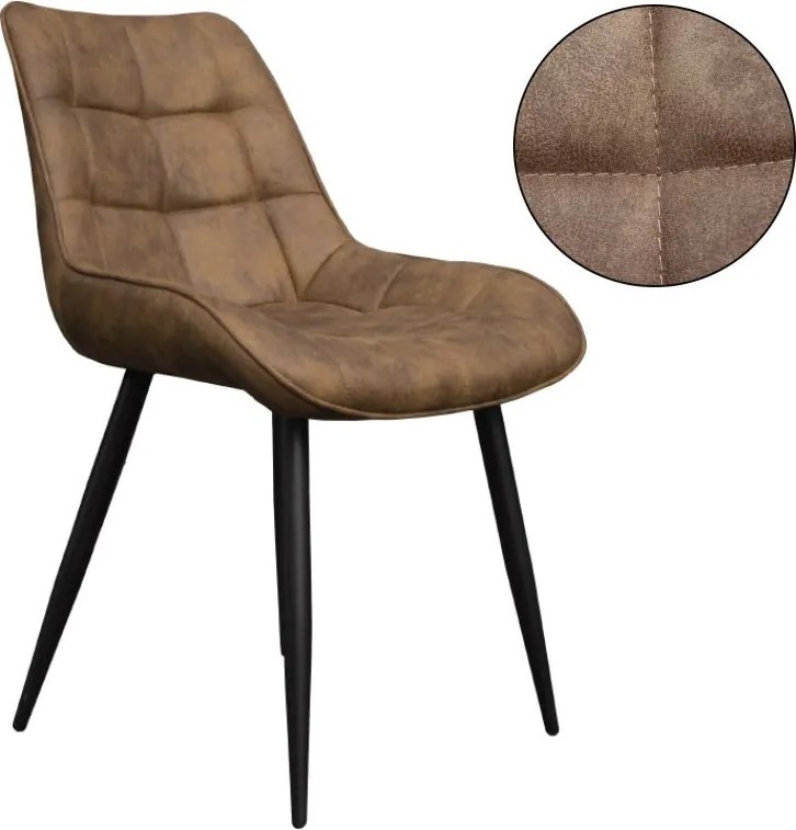 Eetkamerstoel - Loena - stof Cowboy retro lederlook taupe