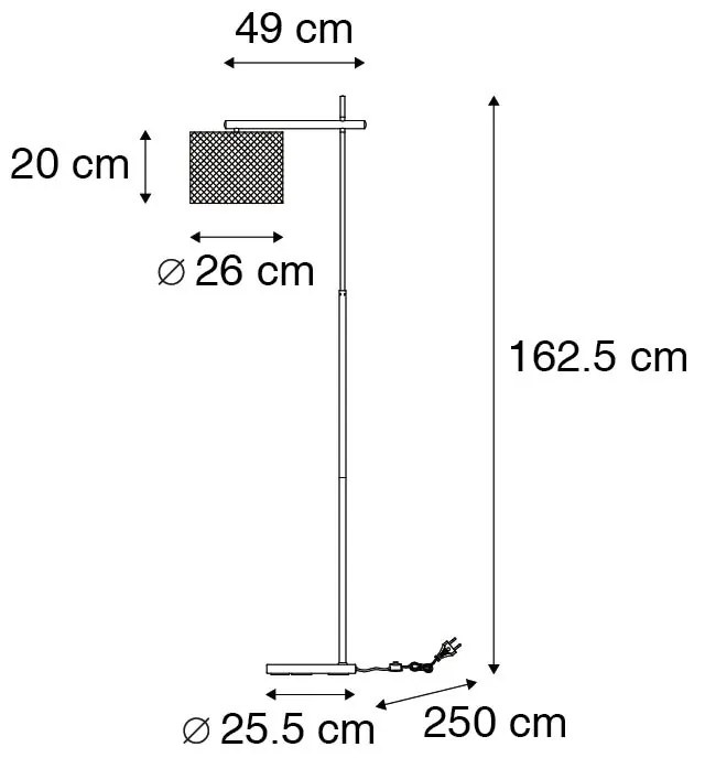 Industriële vloerlamp zwart - Drum Mesh