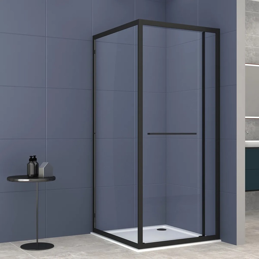 Badstuber Tono douchecabine met schuifdeur 80x80cm zwart mat