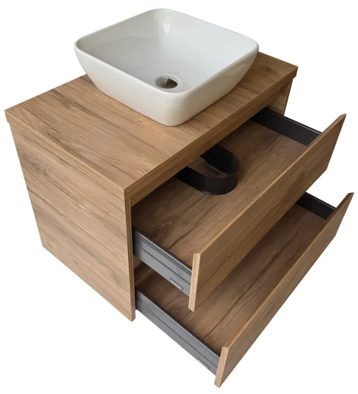 Sanicare Avenza badmeubel 100cm diveria oak met witte waskom 40x40cm