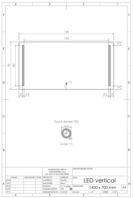 Gliss Design Vertical spiegel met LED-verlichting en verwarming 140x70cm