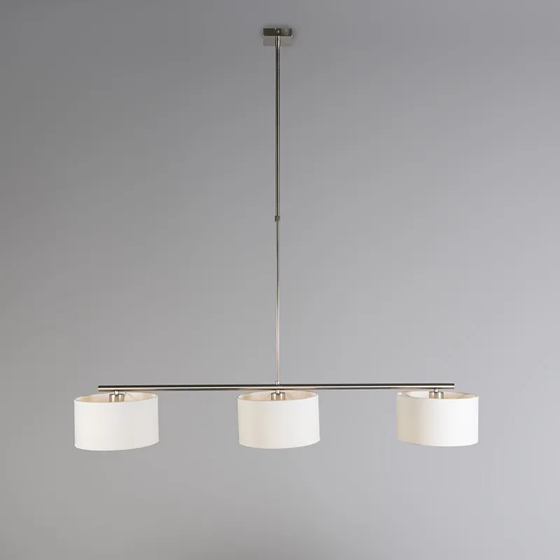 Eettafel / Eetkamer Moderne hanglamp staal met witte kappen 3-lichts - VT Modern E27 rond Binnenverlichting Lamp