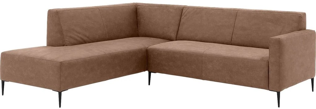 Goossens  Key West bruin, micro leer, 2,5-zits, modern design met ligelement links