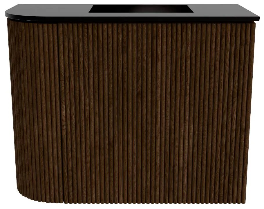 Mondiaz Joya 50cm toiletmeubel ronding links walnut met wastafel faye rechts 1 kraangat urban