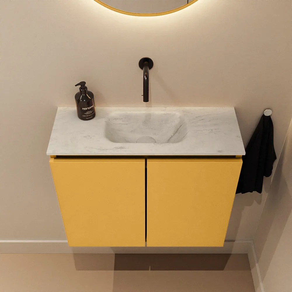 Mondiaz Ture DLux toiletmeubel 60cm ocher met wastafel opalo midden zonder kraangat