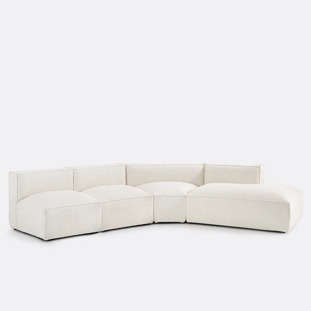 Open hoekbank, rechts, 4-delig, in bouclé stof, SEVEN