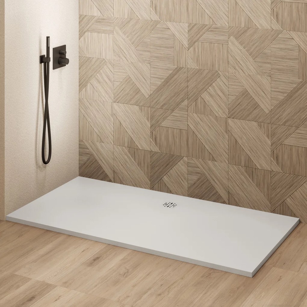 Saniclear Modo douchebak 180x100cm met stone finish wit