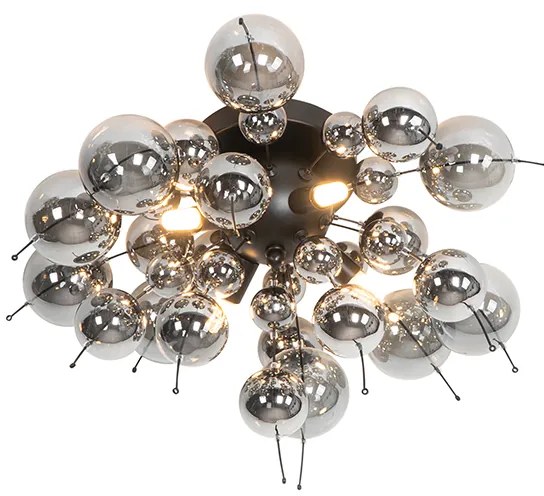 Design plafondlamp zwart met smoke glas 4-lichts - Explode